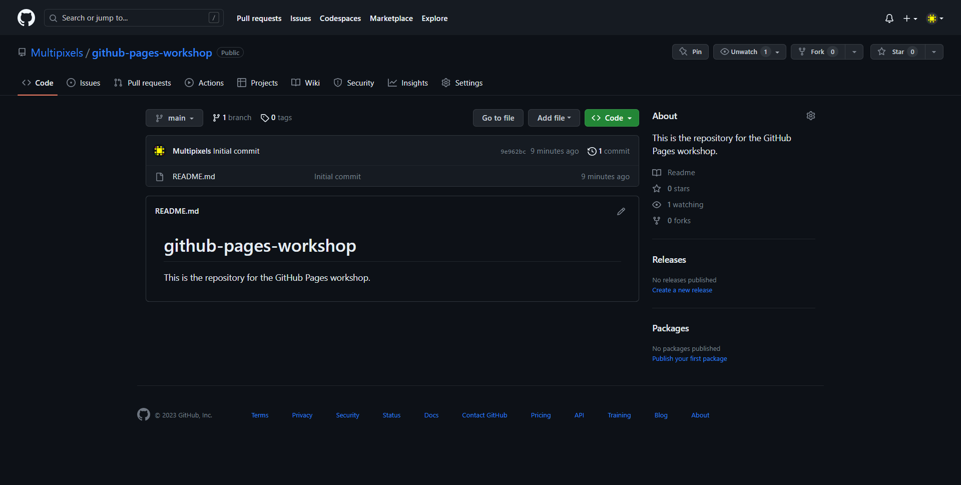 Image of GitHub repository page