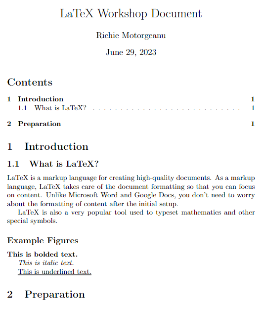 latex document with text emphasis