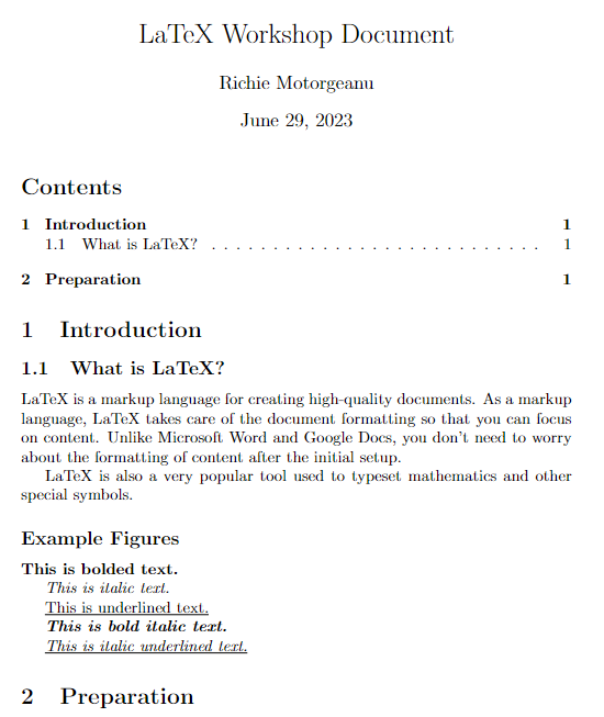 latex document with combined text emphasis
