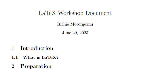 latex document with added sections
