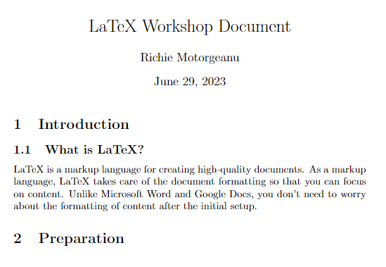 latex document with added paragraph