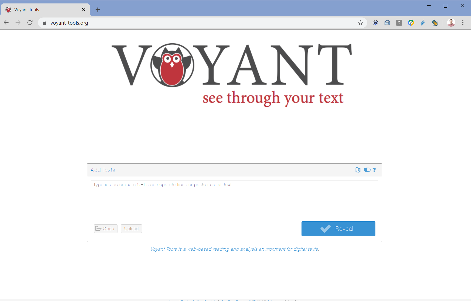Voyant Tools in a browser